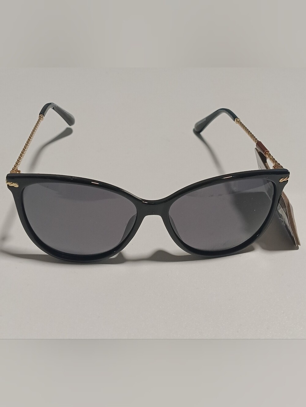 Panama Jack Womens Classic Black Cat-Eye Sunglasses with Gold Chain Details– NWT